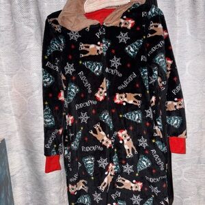 Pajamas Adult Onesie- Festive Black and Red